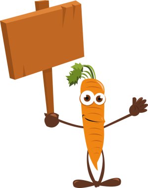 komik bir carrot bir tabela holding