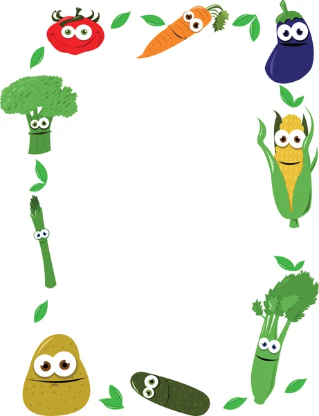Funny Vegetables Frame — Stock Vector