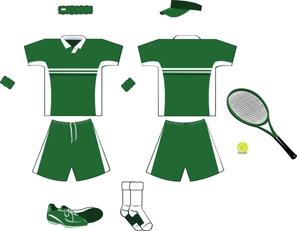 Equipo de tenis verde y blanco — Archivo Imágenes Vectoriales