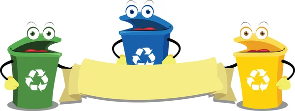 Funny Recycling Bins — Stock Vector