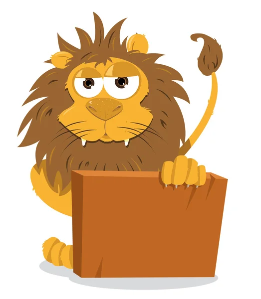 Cute Lion and a Blank Sign — Stock Vector