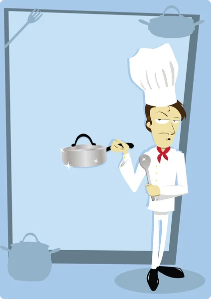 Komik aşçı ile boşaltmak — Stok Vektör