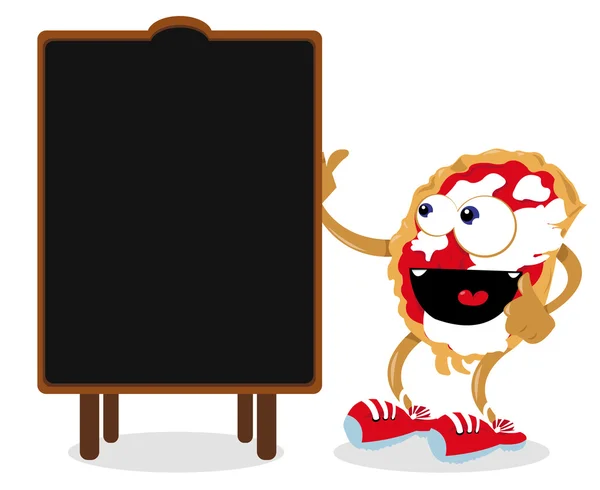 Funny Pizza Pointing a Blackboard — Stock Vector