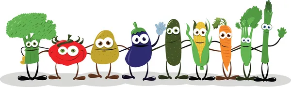 Funny Vegetables Saying Hello — Stock Vector