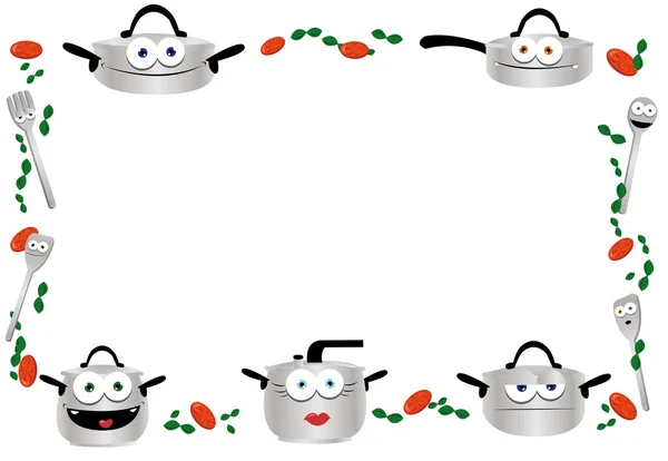 Marco divertido ollas - horizontal — Archivo Imágenes Vectoriales