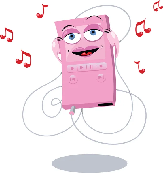 เครื่องเล่น MP3 สีชมพูตลก — ภาพเวกเตอร์สต็อก