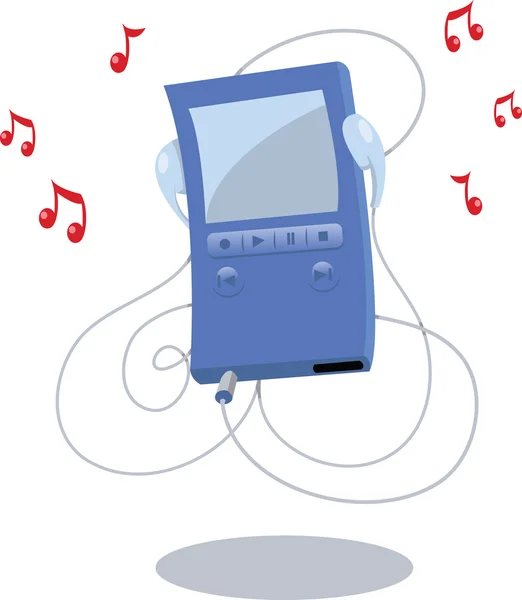 เครื่องเล่น MP3 สีน้ําเงิน — ภาพเวกเตอร์สต็อก