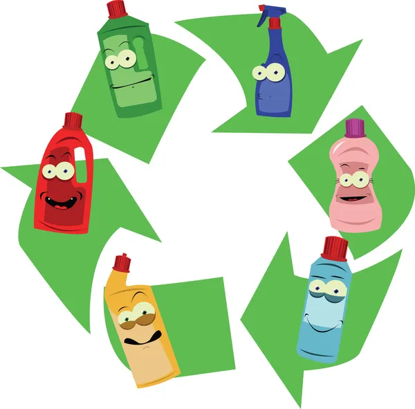 Recycling van plastic containers — Stockvector