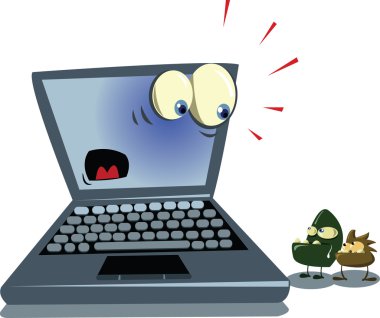 Laptop and viruses clipart