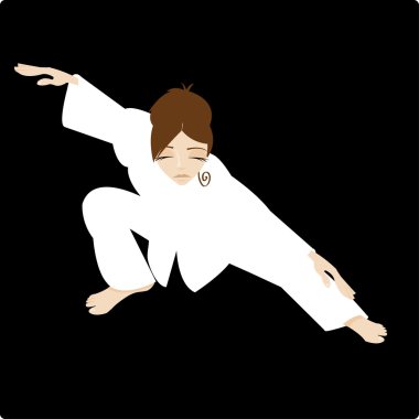 Tai chi kadın beyaz bir kimono ile