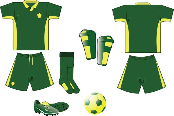 Green and yellow soccer set — Stock Vector