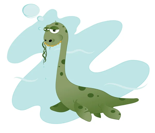 Funny Nessie eating — Stock Vector