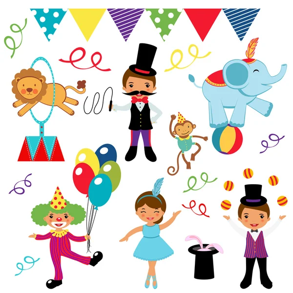 Cute circus elements collection — Stock Vector