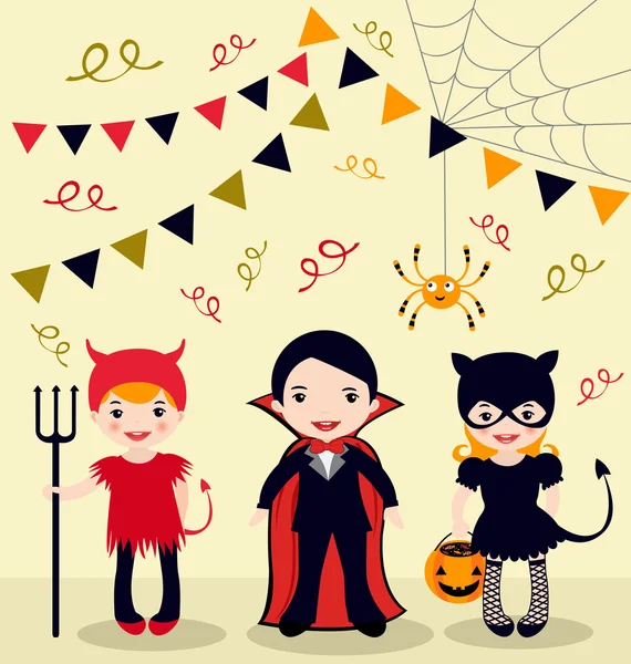 Fiesta de Halloween niños — Vector de stock