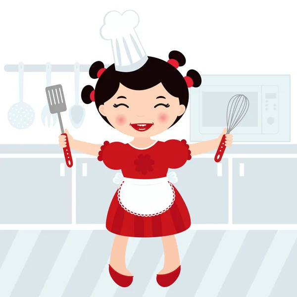 Cooking girl — Stock Vector