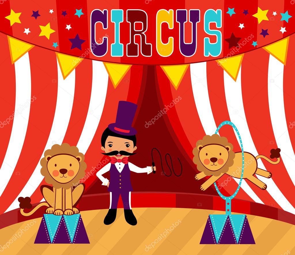 Tamer and lions circus performance