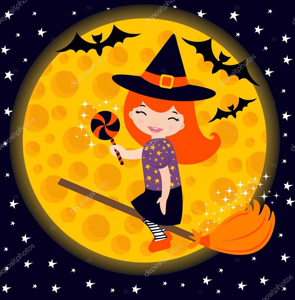 Flying witch Stock Vector by ©Olillia 12849789, image size:1008x1023