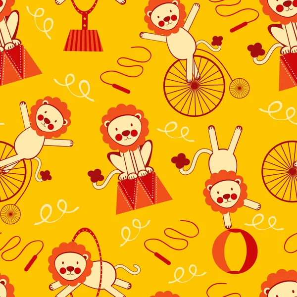 Mignon motif de lions de cirque — Image vectorielle