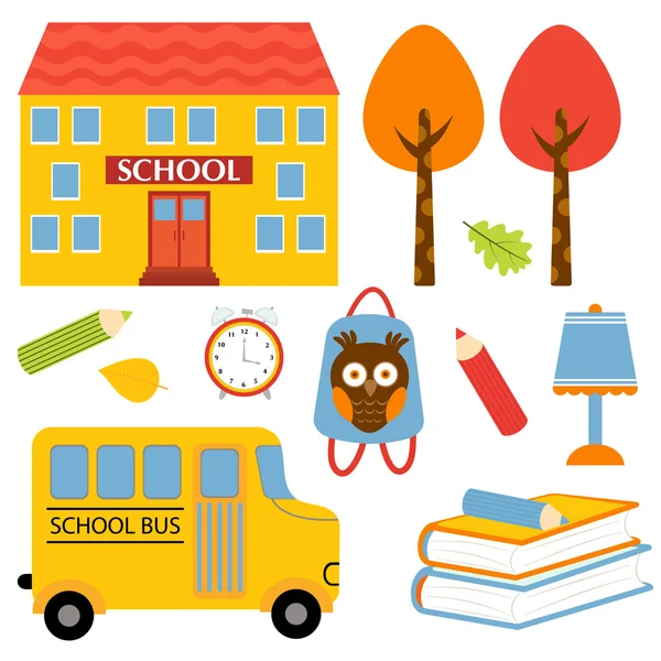 Colorful school icons set — Stock Vector