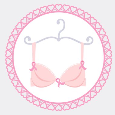 Bra with pink ribbon clipart