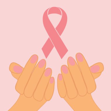 Female hands holding pink ribbon clipart