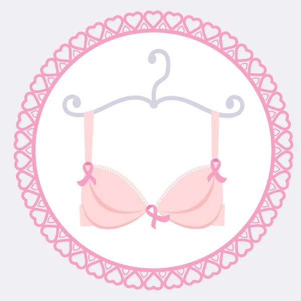 Bra with pink ribbon — Stock Vector