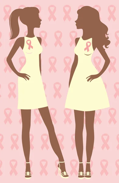 Two female cancer fighters — Stock Vector