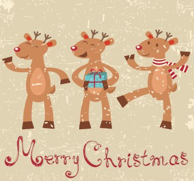 sevimli reindeers Noel kartı