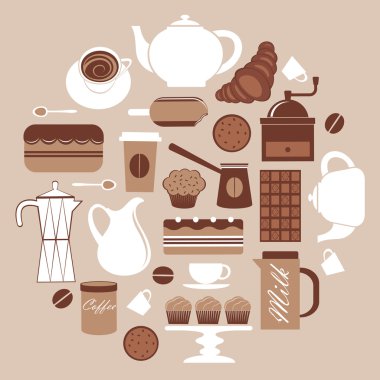 Round coffee composition clipart