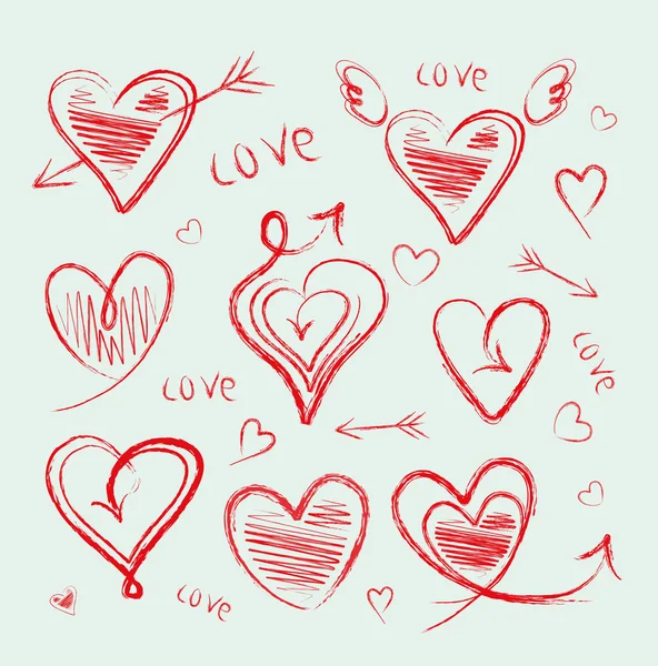 Hand drawn hearts collection — Stock Vector