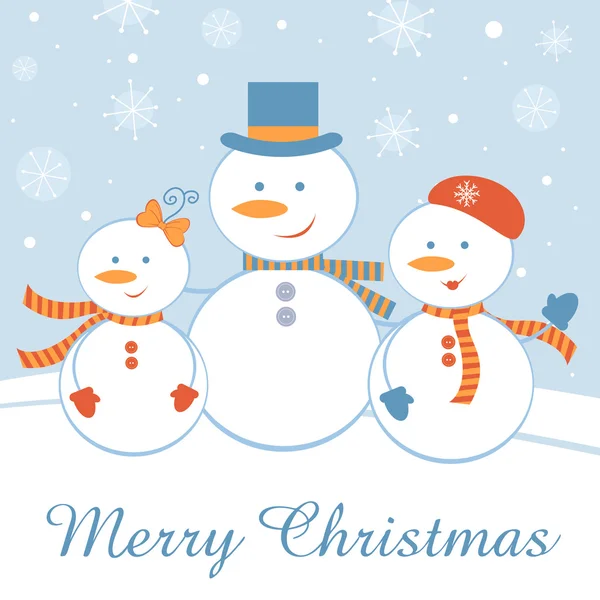 Happy snowman family — Stock Vector