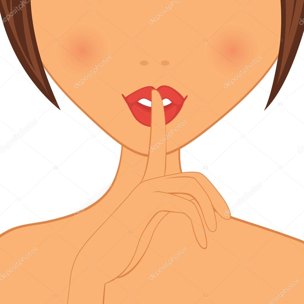 Young woman holding finger in front of her lips