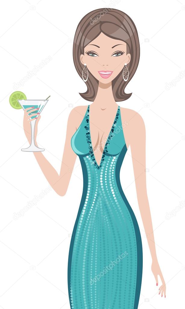 Beautiful woman holding cocktail
