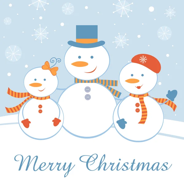Joyeux bonhomme de neige famille — Image vectorielle