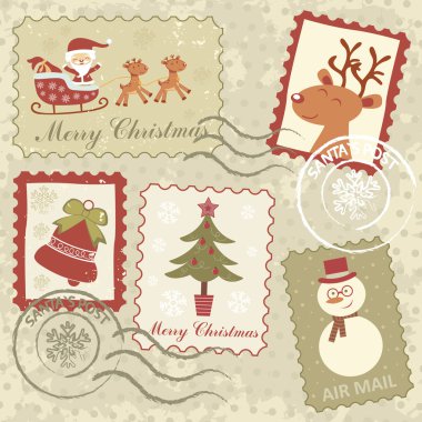 Retro style Christmas stamps