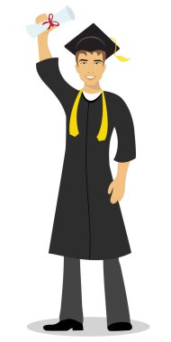 mutlu lisansüstü adam