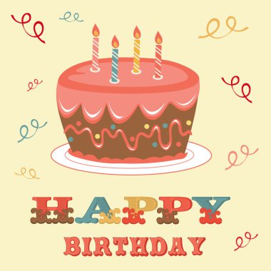 doğum günü kartı ile pasta