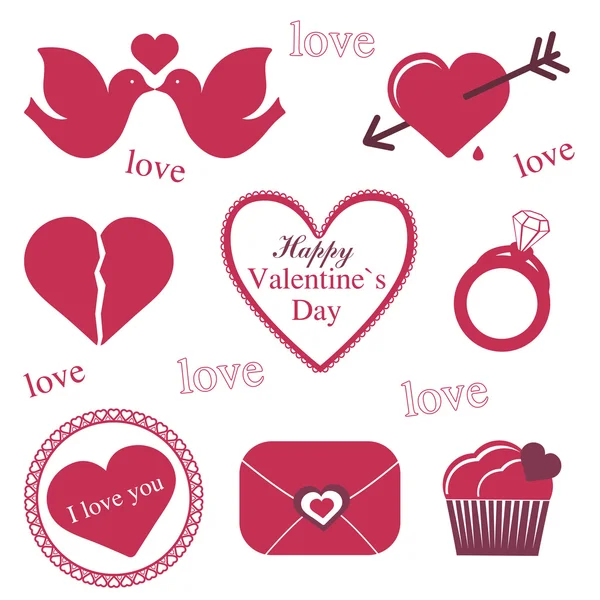 Iconos de San Valentín — Vector de stock