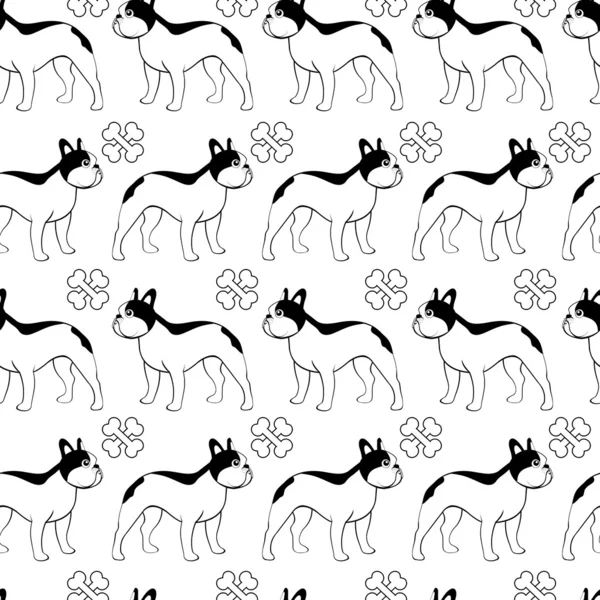 Bouledogue français motif sans couture — Image vectorielle