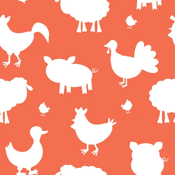 Farm animals silhouettes pattern — Stock Vector