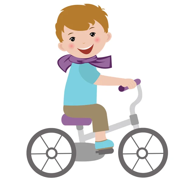 Niño en bicicleta — Vector de stock