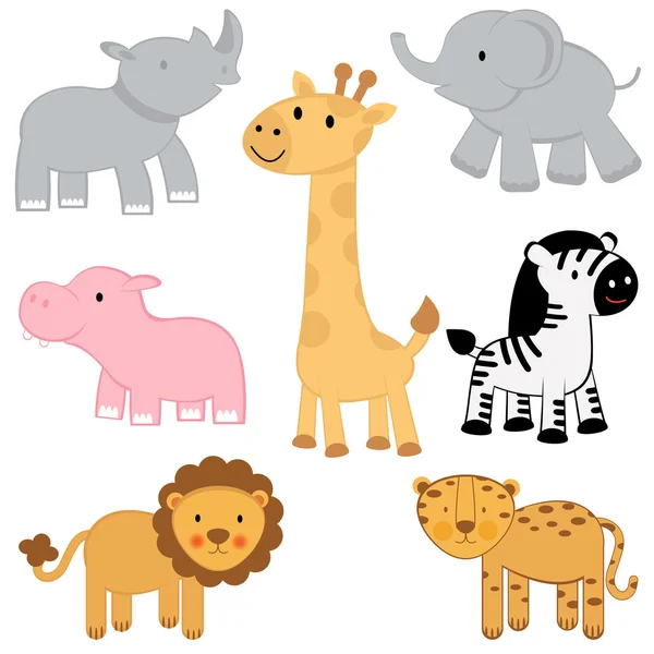 Ensemble d'animaux africains — Image vectorielle