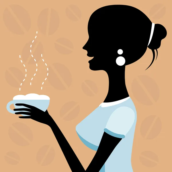 Vektorové ilustrace krásné ženy pití kávy — Stockový vektor