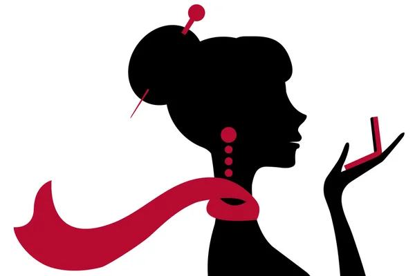 güzel bir kadın küçük bir ayna arıyor