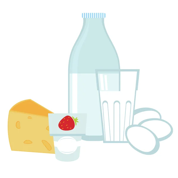 Milk products and eggs — Stock Vector