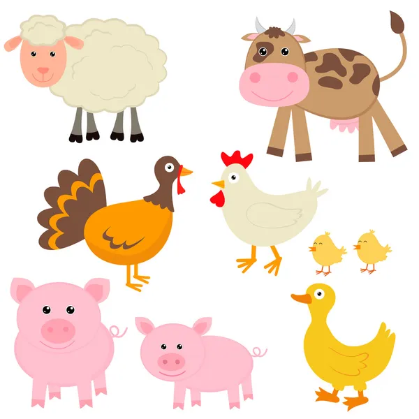 Cute farm animals — Stock Vector