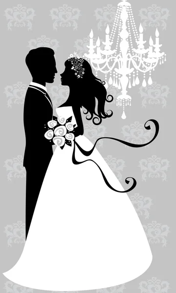 Bruid en bruidegom omarmen — Stockvector