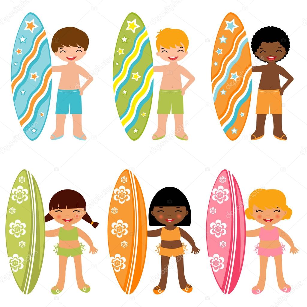 Surfing kids set