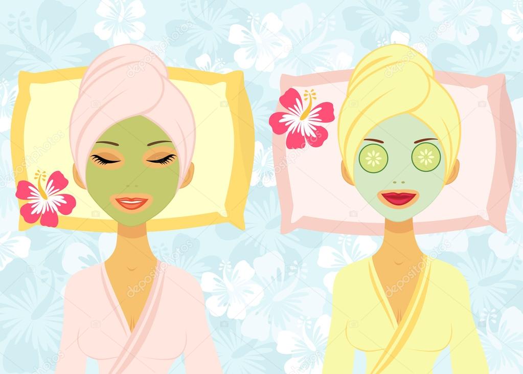 Two women enjoying beauty treatment