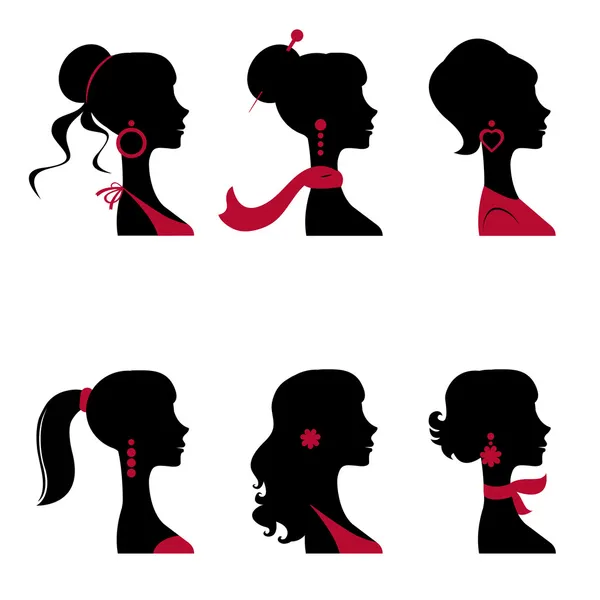 Belles silhouettes de femmes ensemble — Image vectorielle